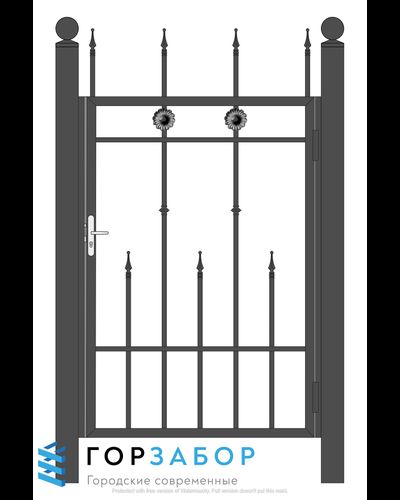 Срочное изготовление на заводе калитки сварной с элементами ковки KSZ15-34