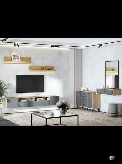 Байкал Стол туалетный навесной Дуб Золотой / Графит