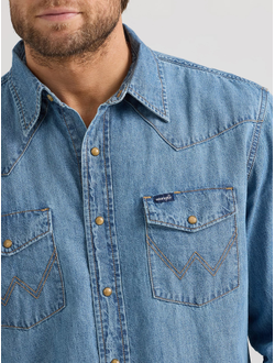 Рубашка Wrangler® Classic Denim Western Snap Shirt