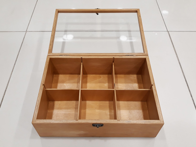 Коробка 6 ячеек, для коллекции камней и минералов, цвет "Клен", крышка со стеклом (32*23*10 см, 1300 г) №26677