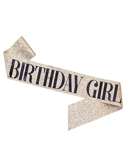 Лента золото Birthday girl буквы черные