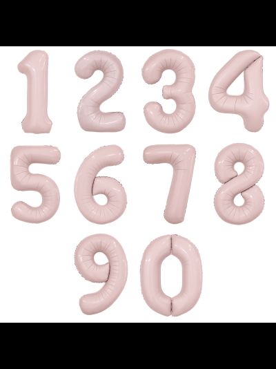 Фольгированная цифра с гелием "Пыльная роза" 104 см