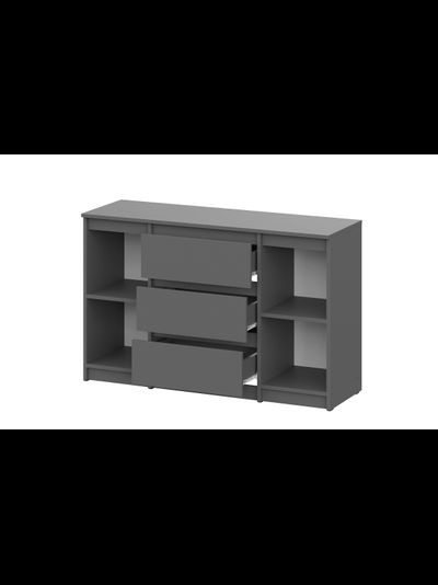 Денвер Комод 3 ящика двухстворчатый Графит серый