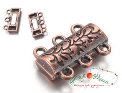 МАГНИТНАЯ ЗАСТЁЖКА - 3 ПЕТЛИ - 20 мм - АНТИЧНАЯ МЕДЬ