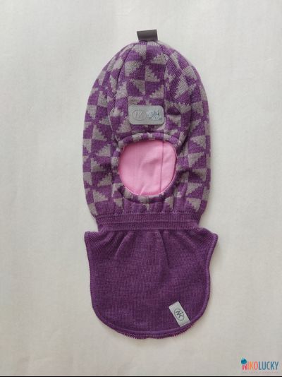Шапка-шлем "Бантики" 20201-07, цвет пурпурный, серый р. 48-50