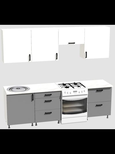 Кухня Эконом 1,8 метра (600х600х600) Цвет: Белый/Базальт