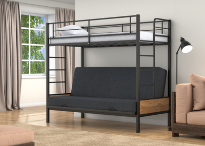 Двухъярусная кровать-диван Дакар 1 Черный (вставки дуб крафт табак)