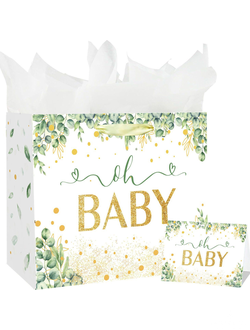 Пакет подарочный с тишью + открытка 33*12*26 см