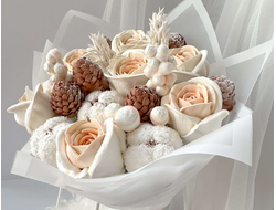 Зимний букет из зефирных цветов