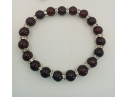 Браслет янтарь шары со стразами