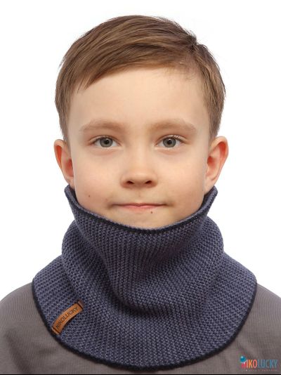 Шарф(снуд)  22-33 двойной, цвет темно-синий,джинс размер 1