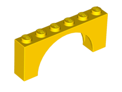 Arch 1 x 6 x 2 - Medium Thick Top without Reinforced Underside, Yellow (15254 / 6052782 / 6192924)