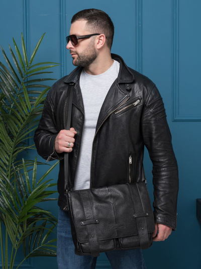 Кожаная мужская сумка Madruzzo black (арт. 5068-01)