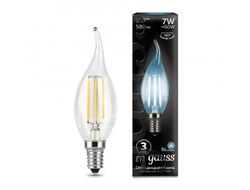 Gauss Filament Свеча на ветру E14 7W(580lm) 4100K 4K прозр. 120x35 филамент (нитевидная), 104801207