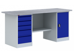 Металлический двухтумбовый верстак с тумбой и драйвером ВП - 4/1.6, ВП - 4