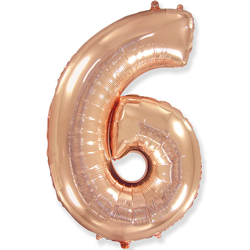 Воздушный шар фольгированный "ЦИФРА 6. РОЗОВОЕ ЗОЛОТО"