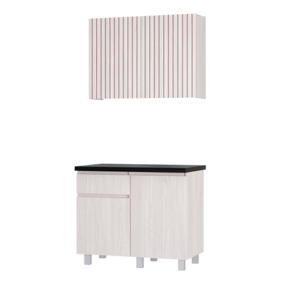 Кухня Тренд 1,0м Ясень белый, черный мрамор