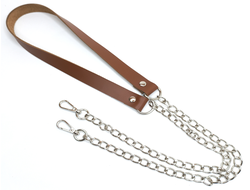 Ремень для сумки кожаный  120 см с цепью и карабинами цвет карамель