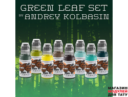 Краска World Famous Tattoo Ink Adrey Kolbasin - Green Leaf Set 8 шт 1 oz