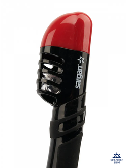 Трубка для дайвинга Sargan "МАКСИМА"сухая 2 клапана, черно-красный силикон