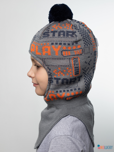 Шапка-шлем  21202-06, цвет темно-серый, оранжевый, р. 48-50