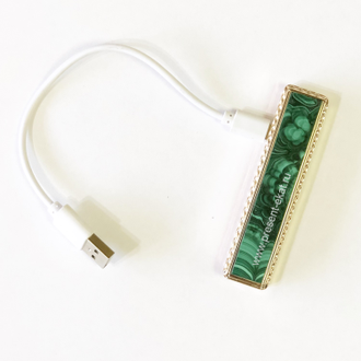Электронная зажигалка с накладкой из малахита, USB зарядка