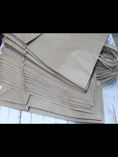 Крафт пакет с ручками 25х12х22см упаковка 25 шт