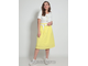 Летнее платье из хлопка лиф белый, юбка желтая с ремнем