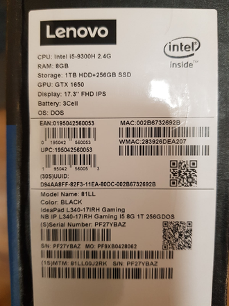 LENOVO IDEAPAD L340-17IRH ( 81LL00J2RK )  ( 17.3 FHD IPS I5-9300H GTX1650(4Gb) 8Gb 1Tb + 256SSD )