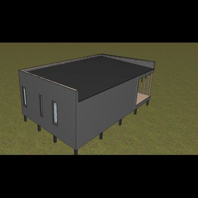 Одноэтажный каркасный дом с двумя спальнями 34м² (SK86)