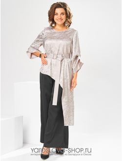 Модель: 2750.Нарядный женский 2-х предметный костюм, состоящий из ассиметричной туники и брюк