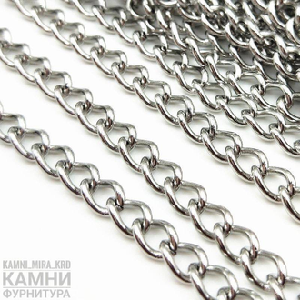 Цепь прочная нержавеющая сталь "Классика" 1,4х5,4х7,8 мм звено, цена за метр