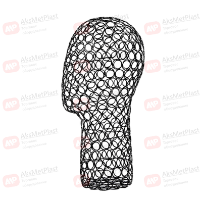 GM36 Манекен головы абстрактный металлический черный, h=330 мм, d=520 мм