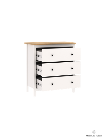 2.08.02.020.14 САГА комод 3 ящика белый/ясень
