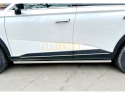 Защита  штатного порога Папа Тюнинг d53 для HAVAL F7 2024-