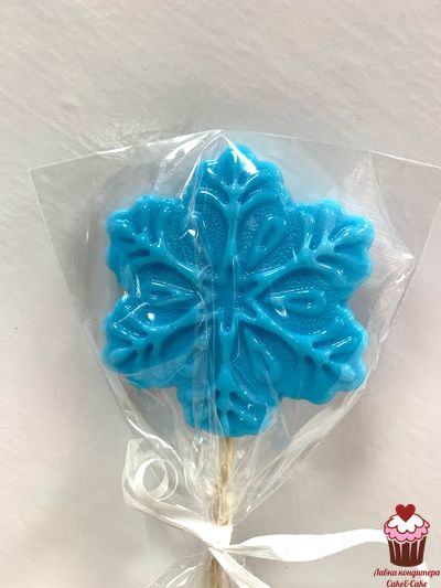 Леденец на палочке Снежинка Голубая 6,5см