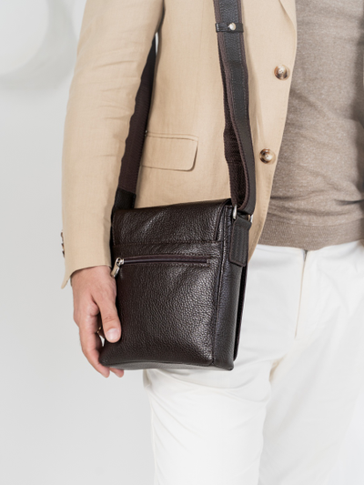 Кожаная мужская сумка Vallecorsa black (арт. 5044-01)