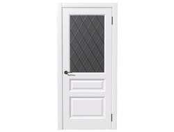 Дверь Межкомнатная - Пиано ПО/Ромб графит, Ясень белый