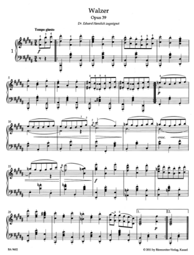 Брамс. Вальсы для фортепиано ор. 39