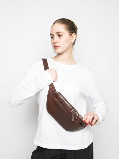 Кожаная поясная сумка Atessa Premium brown (арт. 
7009-53)