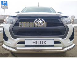 Защита переднего бампера двойная d76/60 для Toyota Hilux 2020-