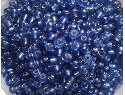 Бисер Китайский №8-26 светло-синий с посеребренным отверстием, 50 грамм