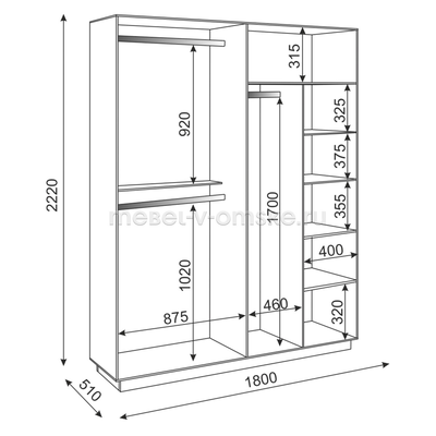 Шкаф 4-дв. Тиффани-3 М22 с зеркалом