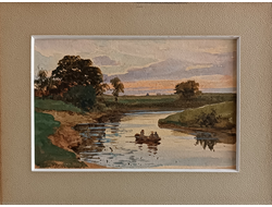 "Летний пейзаж" бумага на картоне акварель Бенуа А.Н. 1902 год