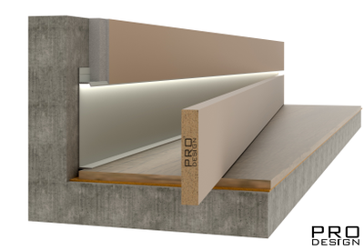 Плинтус "ВСТАВКА" скрытого монтажа Universal встраиваемый в стену PAL