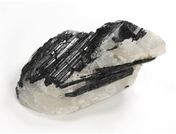 Кварц, черный турмалин (шерл), необработанный образец, Бразилия (58*25*26 мм, 36 г) №38083