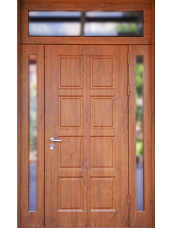 №11. входная дверь с фрамугами в коттедж. плёнка vinorit