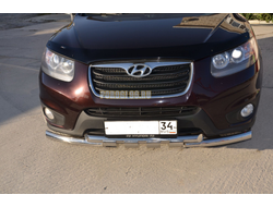 Защита переднего бампера усиленная d60/60 для Hyundai Santa Fe (2010-)