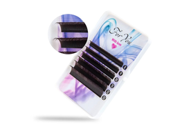 ЦВЕТНЫЕ РЕСНИЦЫ, FOR YOU WITH LOVE, BLACK BROWN МИКС 8-13 (6 ЛЕНТ)