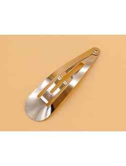 Металлическая заколка "клик", серебро, 70 мм